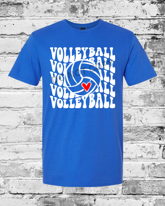 Adult Royal T-Shirt w/White Wave Volleyball