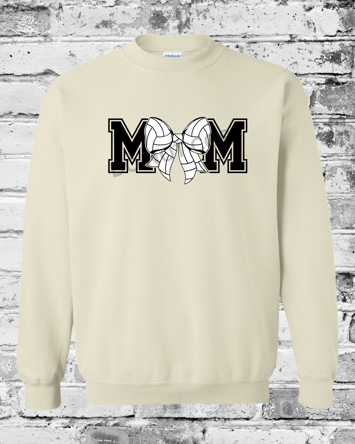 Adult Sand Crewneck w/Mom Volleyball Bow