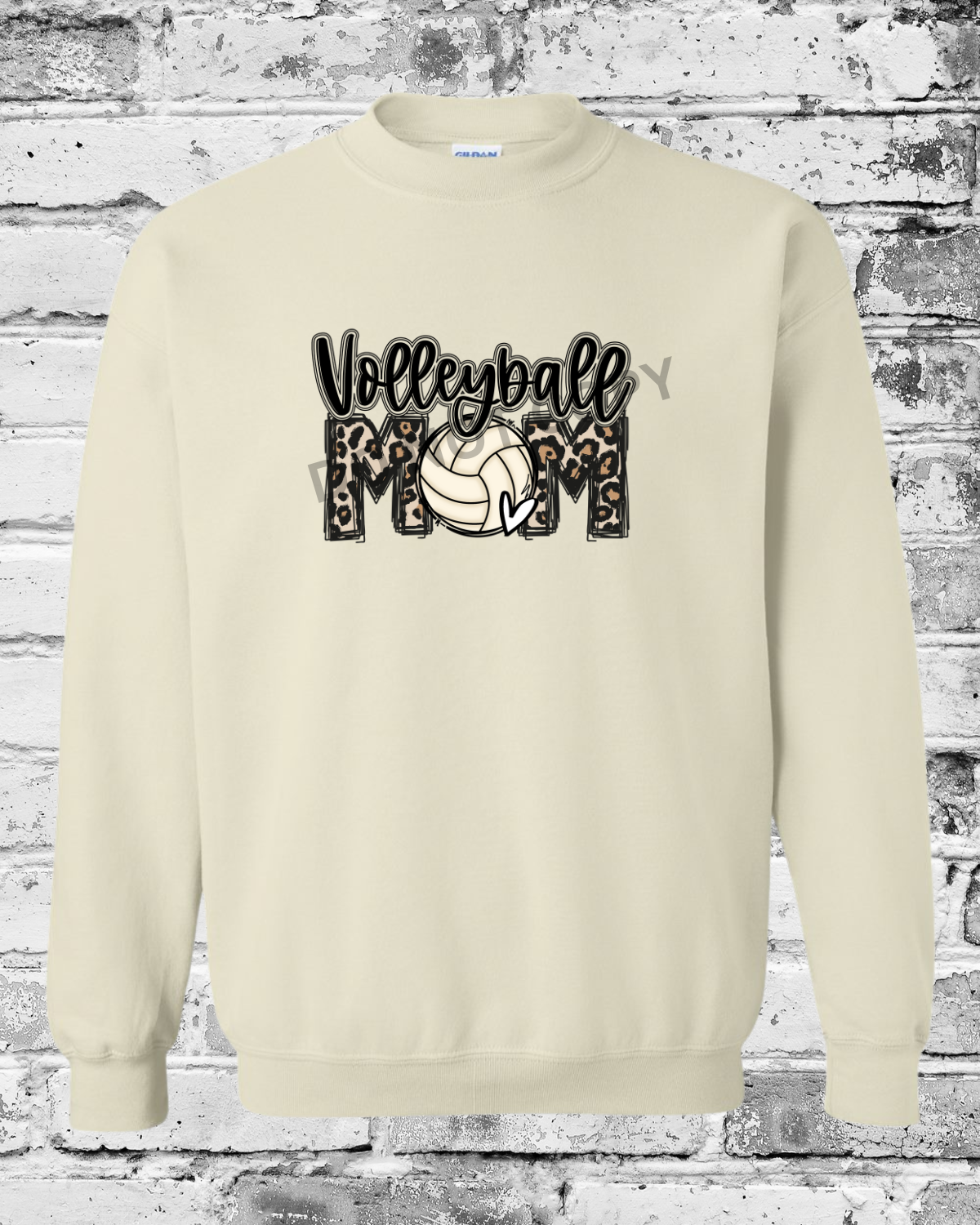 Adult Sand Crewneck w/Leopard Volleyball Mom