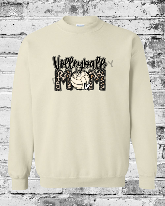 Adult Sand Crewneck w/Leopard Volleyball Mom