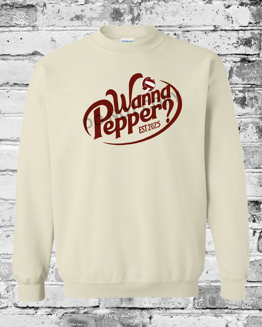 Adult Sand Crewneck w/Maroon Wanna Pepper