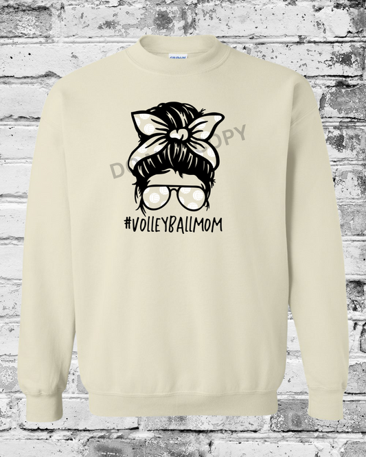 Adult Sand Crewneck w/Messy Bun Mom