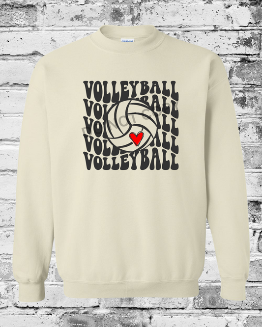 Adult Sand Crewneck w/Black Wave Volleyball