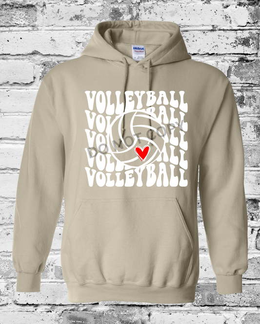 Adult Sand Hoodie w/White Wave Volleyball