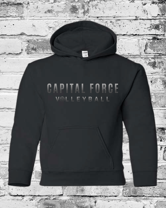 Youth Black Hoodie w/Black Ombre Capital Force