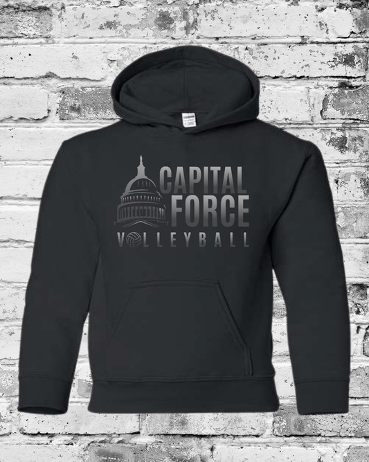 Youth Black Hoodie w/Black Ombre Logo
