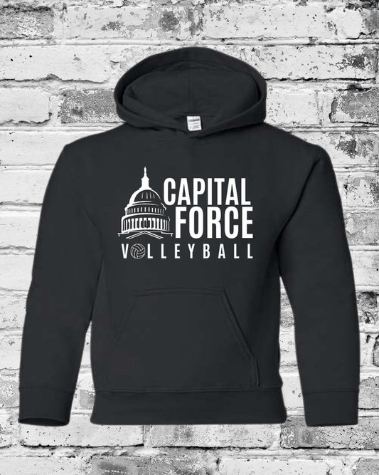 Youth Black Hoodie w/White Logo