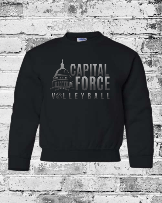 Youth Black Crewneck w/Black Ombre Logo