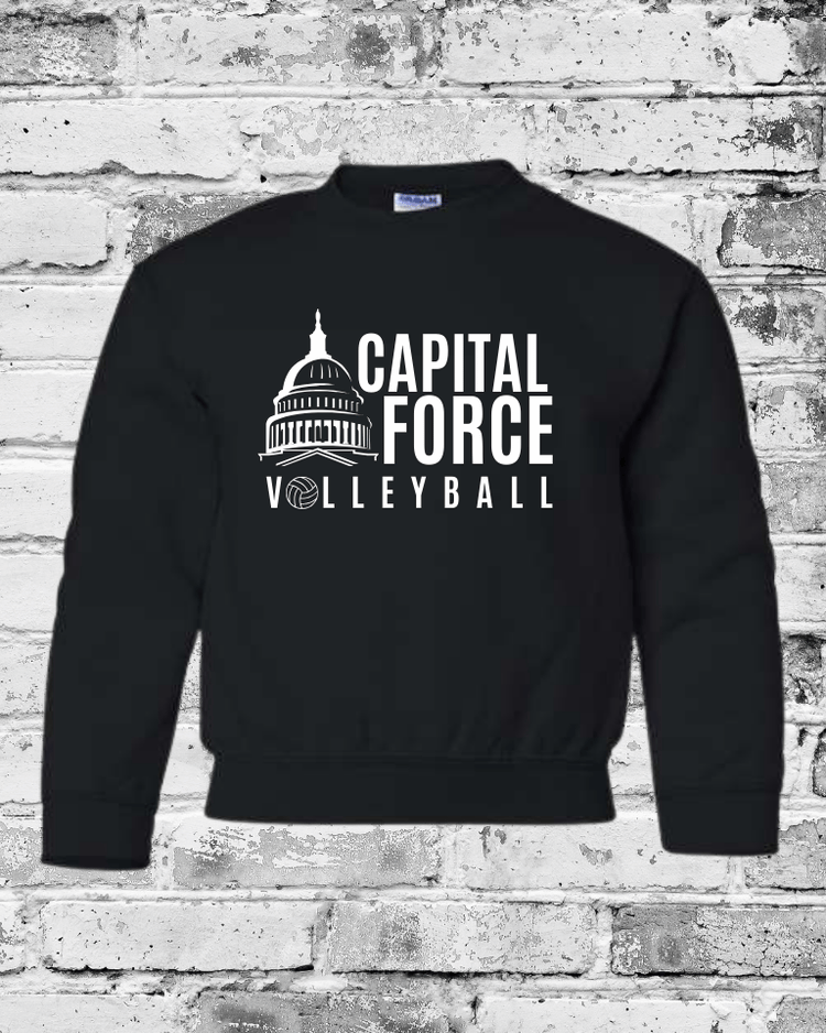Youth Black Crewneck w/White Logo