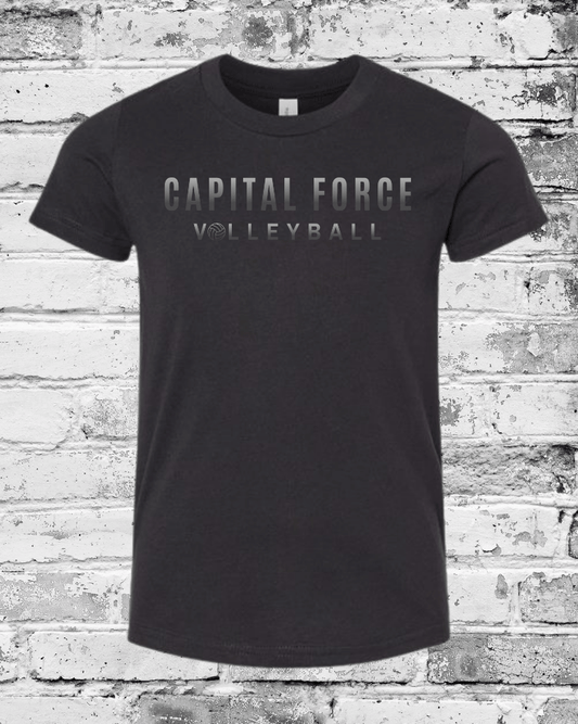 Youth Black T-Shirt w/Black Ombre Capital Force
