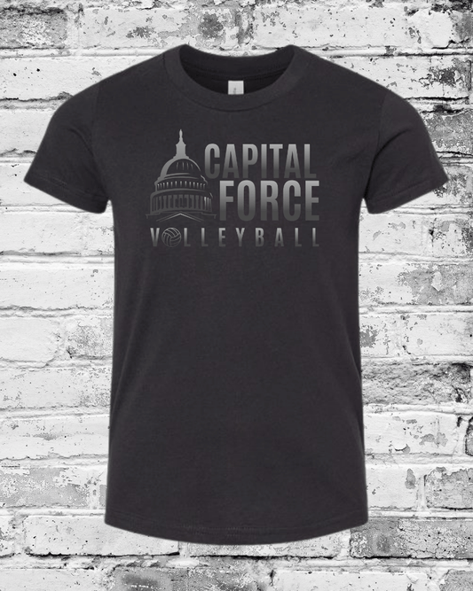 Youth Black T-Shirt w/Black Ombre Logo
