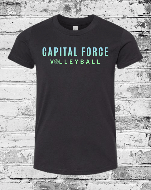 Youth Black T-Shirt w/Ombre Capital Force