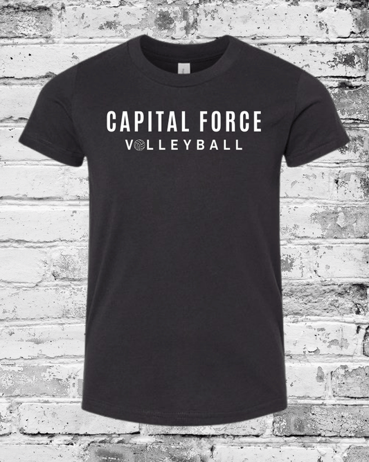 Youth Black T-Shirt w/White Capital Force