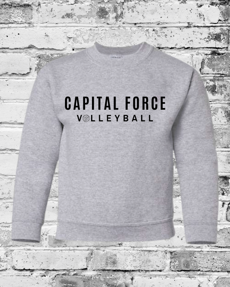Youth Sport Grey Crewneck w/Black Capital Force