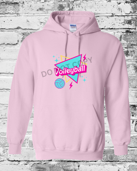 Adult Light Pink Hoodie w/Barbie Volleyball