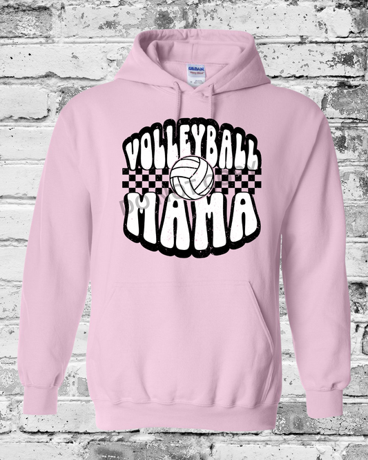 Adult Light Pink Hoodie w/Retro Volleyball Mama
