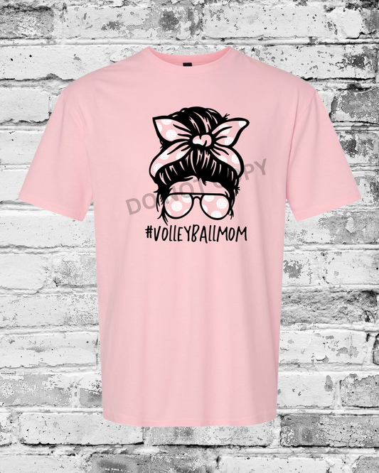 Adult Light Pink T-Shirt w/Messy Bun Mom